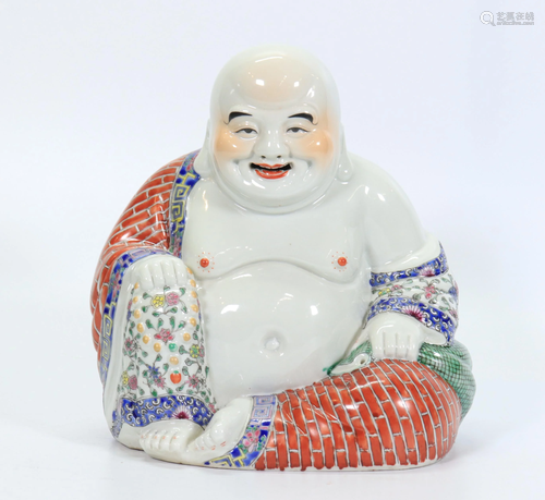 Chinese Enameled Porcelain Seated Budai Buddha