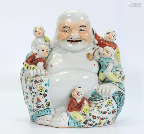 Chinese Porcelain Budai Buddha & 5 Children