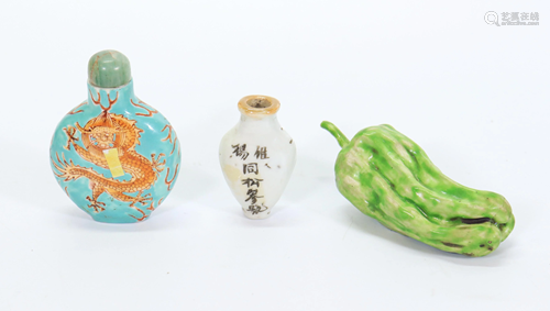 3 Chinese Porcelain Snuff Bottles