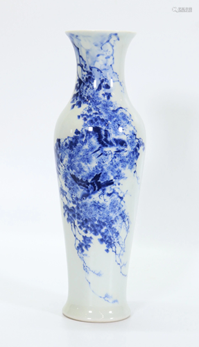 Chinese Blue White Porcelain Vase Birds & Branches