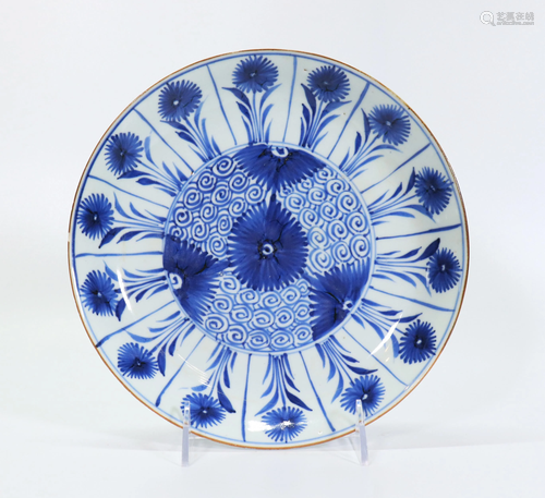 Chinese Kangxi Blue White Aster Porcelain Plate