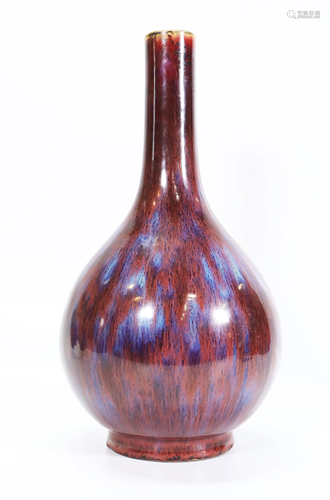 Chinese Flambe Glazed Porcelain Bottle Vase