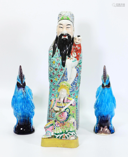 4 Chinese Enameled Porcelain Figures