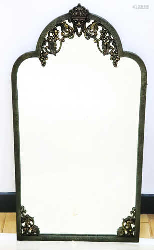 Oscar Bach; Alloy Cast White Patina Mirror Frame.