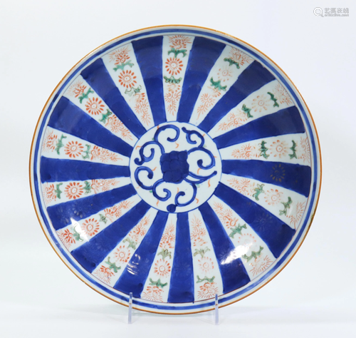 Large Chinese Kangxi Blue & White Porcelain Plate