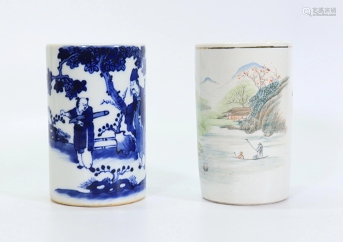 2 Chinese Porcelain Brush Pots