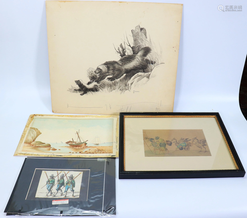 4 Various Artworks; F Phares Illustration, Etc