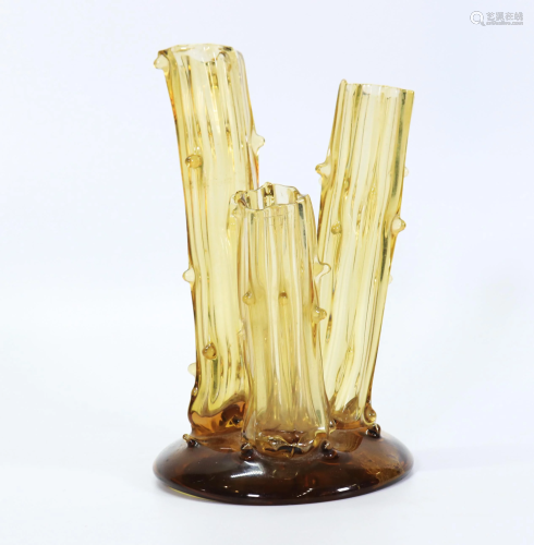 Frederick Carder Steuben Amber Art Glass Bud Vase
