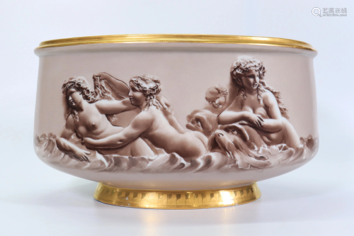 Large French Napoleon III, Oval Porcelain Planter