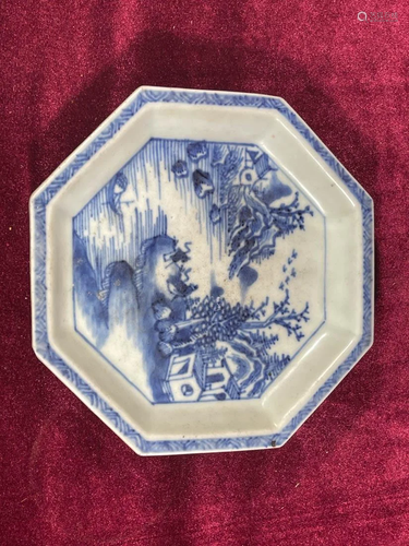 Chinese Blue White Porcelain Hexagonal Dish