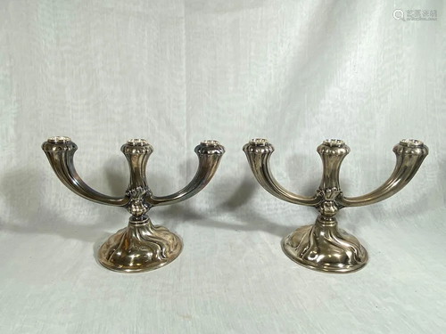 Pair Sterling Silver Candle Holder