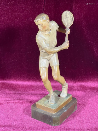 Anri Wood Carving - Tennis Player