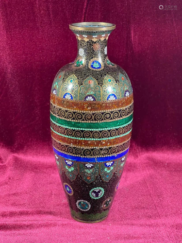 Japanese Cloisonne Vase - Gold Stone