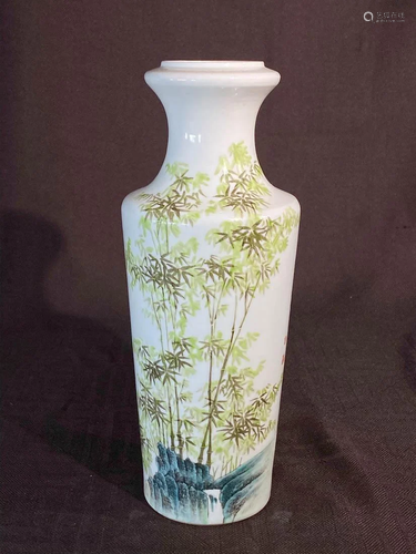 Chinese Porcelain Vase with Bamboo Scene