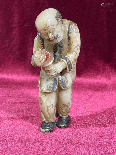 Chinese Carved Soapstone Elder