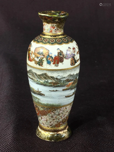 Japanese Signed Satsuma Vase - Yabu Meizan