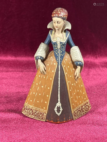 Anri Wood Carving - Lady in Fancy Garment