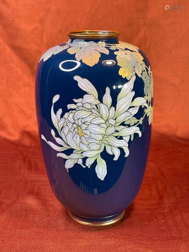 Japanese Cloisonne Vase with Floral DÃ©cor