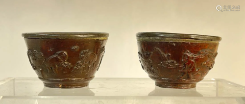 Pair Chinese 17th cen Scholar Cups