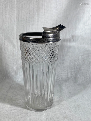 Antique Crystal Water Pot with Sterling Silver