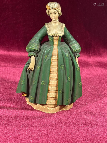 Anri Wood Carving - Lady IN Green Garment