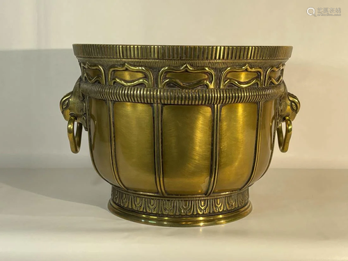 Japanese Bronze Hibachi with Lotus