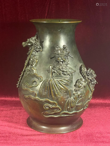 Fine Japanese Meiji Bronze Vase - Judge of Hell