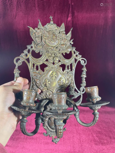 Antique French Bronze Wall Candle Holder