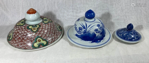 Group of Three Chinese Porcelain Covers