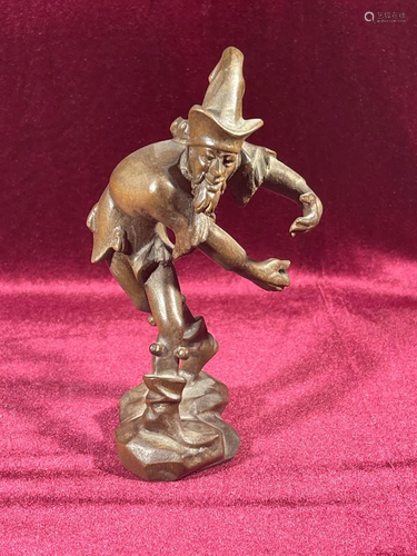 Anri Wood Carving - Clown with High Hat