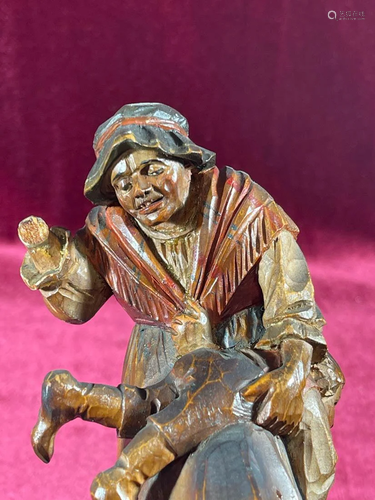 Anri Wood Carving - Grandma Slapping Boy