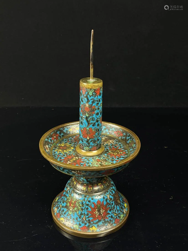 Chinese Ming Cloisonne Candle Stick