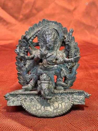 Antique Nepalese Bronze Guardian with Multi Arm