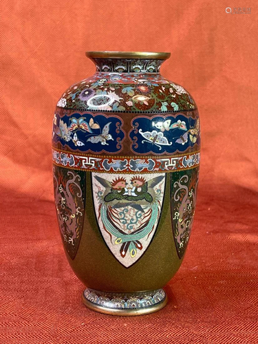 Japanese Gold Stone Cloisonne Vase by Hosai Hara