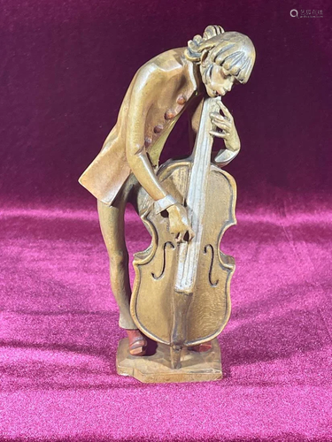 Anri Wood Carving - Man Playing Music