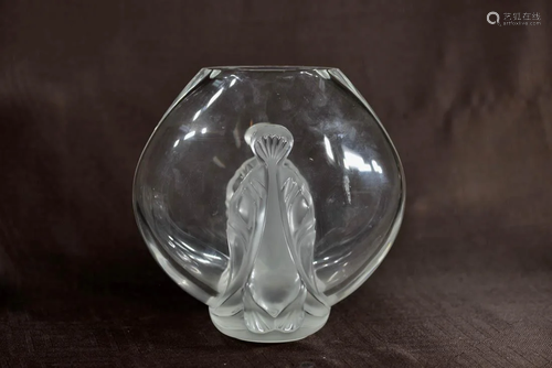 Large Lalique Crytsal Vase - Iris