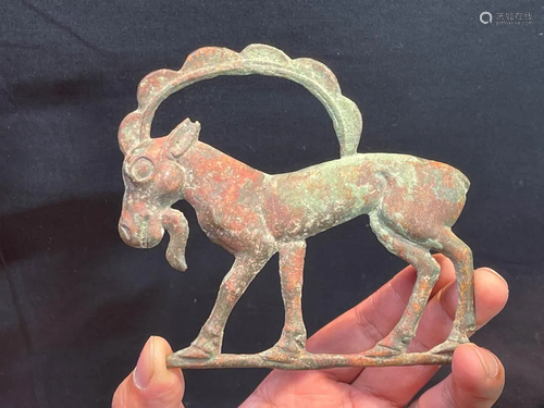 Early Chinese Bronze Plaque of Ram