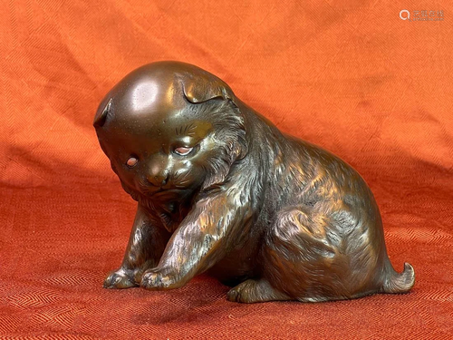 Japanese Meiji Bronze Puppy