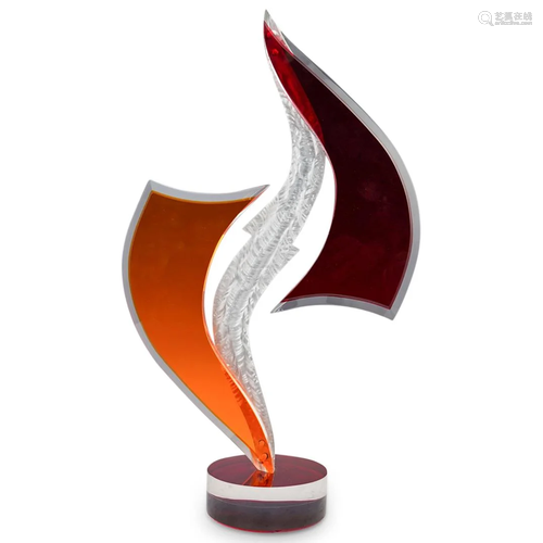 Modern Lucite Flame Sculpture