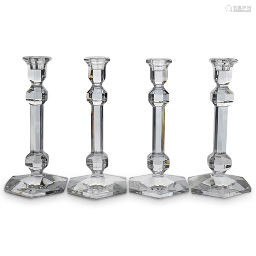 (4Pc) Val Saint Lambert Crystal Candlesticks