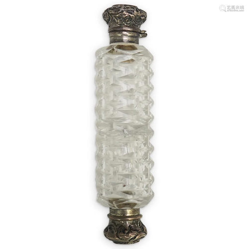 Antique Silver and Crystal Cut Perfume Bottle