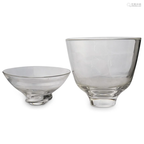 (2) Steuben Crystal Footed Bowls