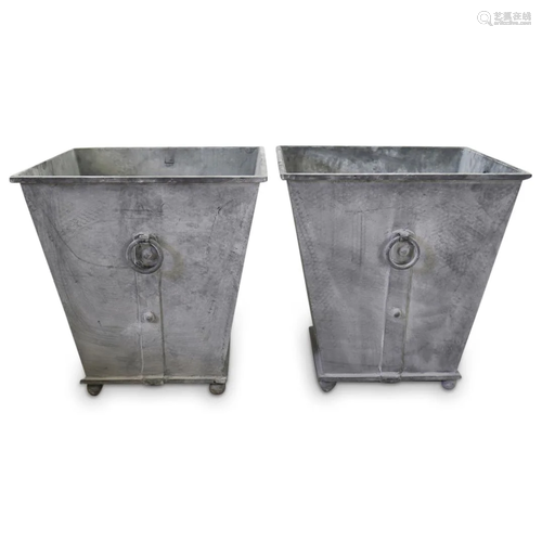 Pair Of Square Metal Planters