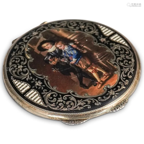 Antique Austrian Silver Enamel Compact