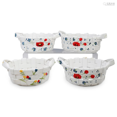 (4 Pc) Italian Ceramic Fruit Basket Bowls