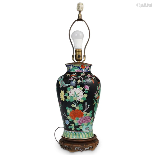 Chinese Famille Noire Porcelain Lamp