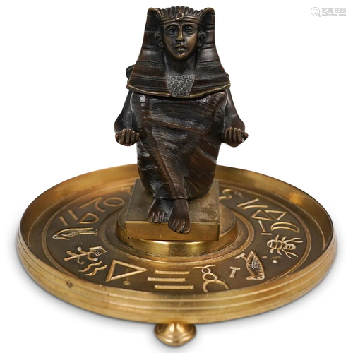 Egyptian Bronze Pharaoh Inkwell