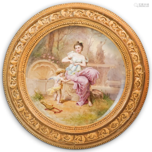 Austrian Signed Framed Porcelain Plate