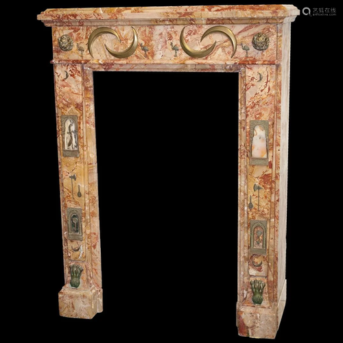 Oriental Marble Gilt Bronze Fireplace