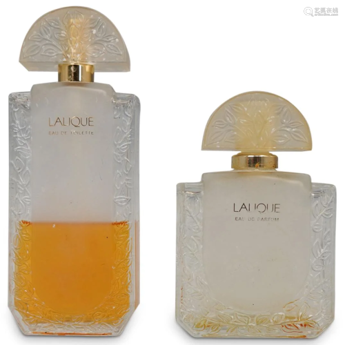 (2 Pc) Lalique Glass Perfume Bottles